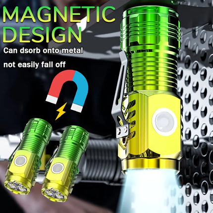 Mini 3LED Flashlight With Pen Clip，Tail Magnet, Portable Brightness,Rechargeable Waterproof Emergency Spotlight Outdoor Torch