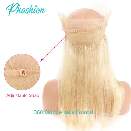 Phashion 360 Blonde Lace Frontal Only 613 Straight Body Wave Pre Plucked Swiss HD Transparent Full Front 100% Human Hair On Sale