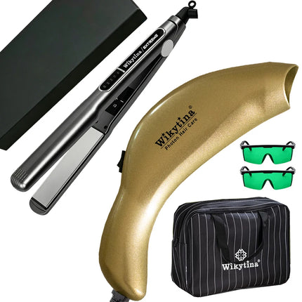 Hair Styling Growth 2in1 Kit Nano Titanium Straightener Red Light Photon Therapy Device Anti Hair Loss Painless