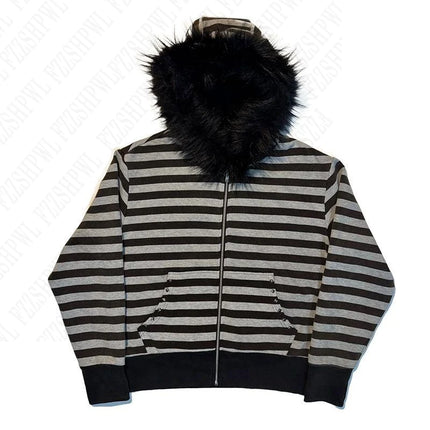 Millennial Y2K Vintage Spice Girl Slim Waist Pink Zipper Hooded Hoodie Jacket Female Autumn/Winter Design Sense Woolly Hat