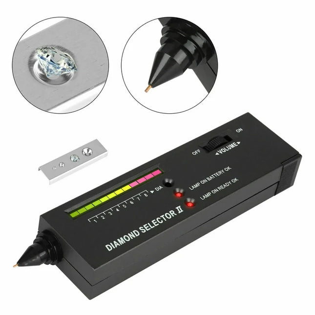 Diamond Tester High Accuracy Diamond Tester Pen Jewelry Professional Diamond Selector Kit+battery+60x magnifying glass+Tweezers