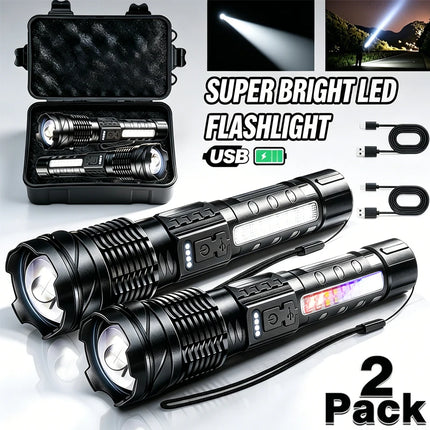 Portable Rechargeable LED COB Flashlight with Clip Super Bright Telescopic zoom Handheld Work Flashlight For Outdoor Camping