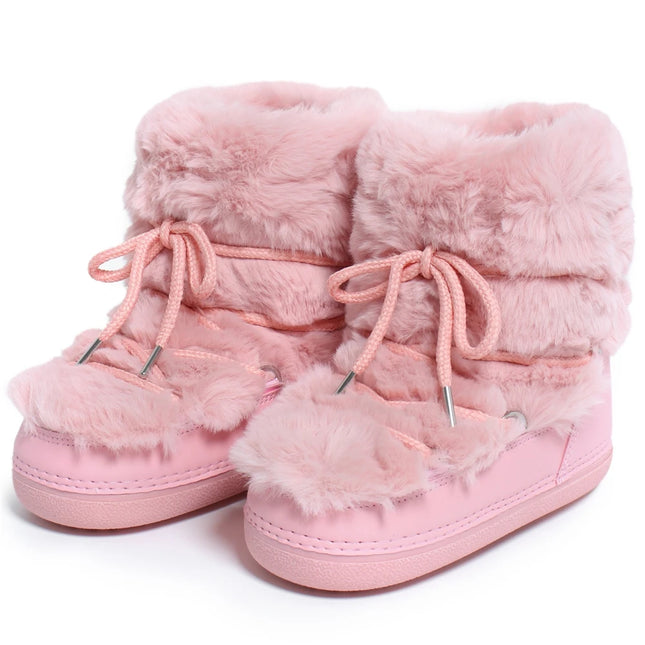 2025 Winter Ankle Boots for Women Platform Antiskid Waterproof Ski Boots Luxury Fluffy Furry Fur Boots Woman's Ankle Booties