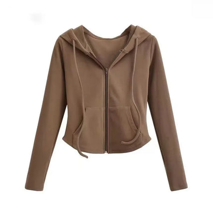 Pure Desire Aesthetic Hooded Sweatshirt Jacket Women's Spring Autumn Slimming Casual Long Sleeve Crop Top Trendy Cardigan