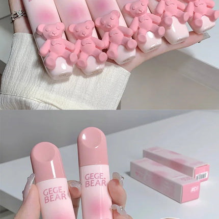 6 Color Girl's Velvet Matte Lipstick Blush Waterproof Long Lasting Cute Bear Lipgloss Non-Stick Cup Makeup Lip Tint Mud Cosmetic