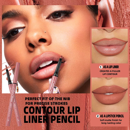 QIBEST Matte Lip Liner Set 12 Colors Nude Shades Lipliner Pen Waterproof Lip Contouring Pencils Lasting Makeup Kits Lipstick Pen