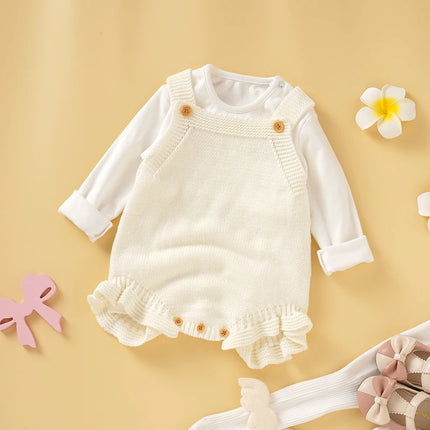 Baby Bodysuit Knitted Infant Girl Jumpsuit Sleeveless Tops Newborn Children Clothing 0-18M Overalls Fashion Solid Ruffles Romper