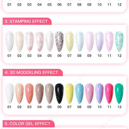 JTING 12colors Pat Pat Ombre Gel Nail Polish Collection 5 Effects Gel Polish