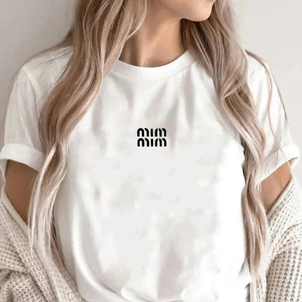 Cotton T-Shirt for Women's Short Sleeve Summer Print Top Fashion Trend Tee Round Neck Clothes