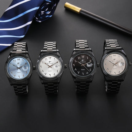 Trendy Black Warrior Fashion Business Quartz Watch Black Steel Strap Simple Scale Date Display Versatile Texture Men's Watch