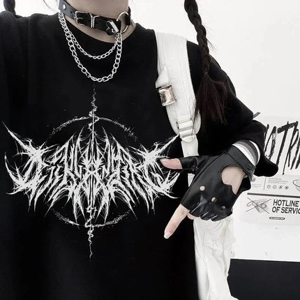 Retro Vintage Hip Hop Streetwear Kawaii Fashion Casual Tops Men's T Shirt Lightning Letter Print Y2K Goth Punk
