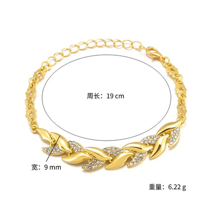 Luxury Braided Leaf Bracelet with Crystal Charm - Elegant Gift for Women | Wedding, Anniversary & Valentine's Day Jewelry