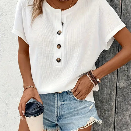Europe and America large solid color short sleeve T-shirt women summer new loose V-neck casual all-matching three-point sleeve b