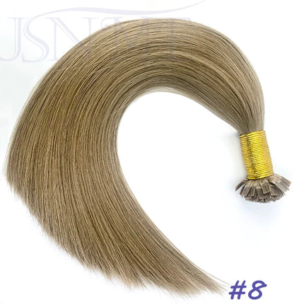Virgin Hair Flat Tip Hair Extensions Natural Real Human Hair Fusion Capsule Keratin Brown Blonde 1g/Strand 14-22 inch For Woman