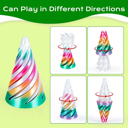 6 Pack Spiral Cone Fidget Toys 3D Printed Impossible Passthrough Pyramid Pillar Gourd Helix Screw Toys for Anxiety Relaxing