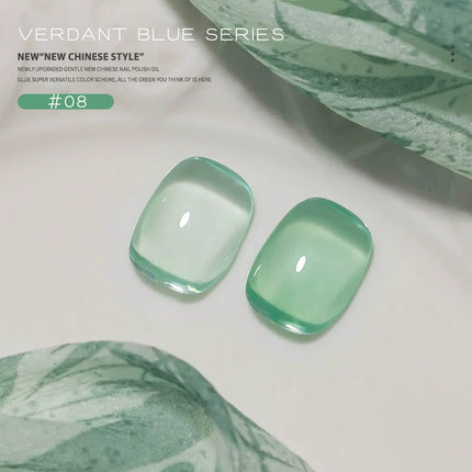 MN 12ML 1-12PCS Chinese Style Turquoise Gel Nail Polish 2026 New Ice Transparent Green Jelly Gel Polish Yellow Green Nails