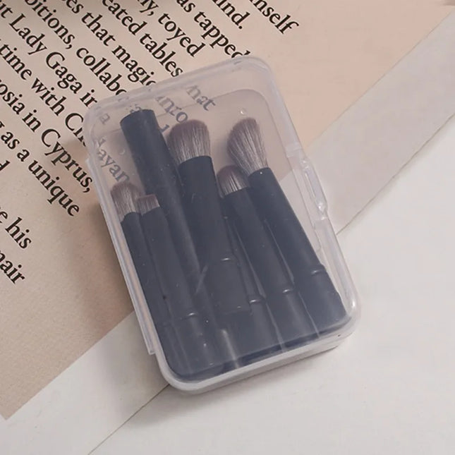 6pcs Portable Mini Makeup Brush Set with Detachable Travel Contour Concealer Brush,Eyeshadow Brush and Double-ended Makeup Brush