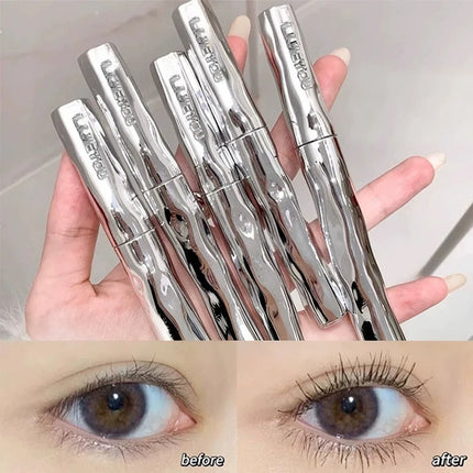 Steel tube mascara waterproof and sweat-proof formula thickens and lengthens the curl, lasting natural full effect, party makeup