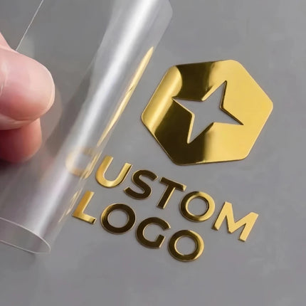 100pcs Stickers Personalized Logo 3D Custom Stickers Shiny Gold UV DTF Transfer Sticker Waterproof Wedding Labels Company Brand