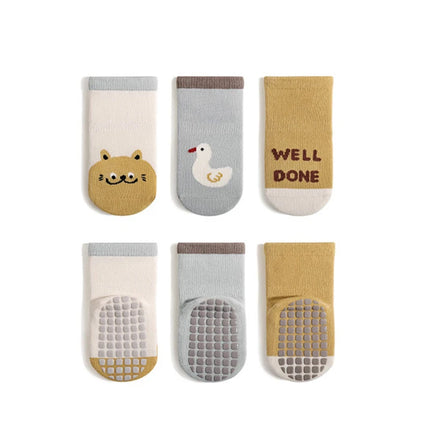 3 Pairs/Lot Autumn Winter Baby Non Slip Soft Floor Sock Cartoon Kids Boys and Girls Indoor Feet Wear