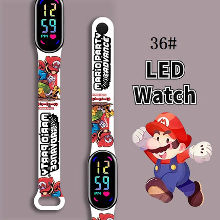 Mario Bros Children's Watches Action Figures Luigi Princess Peach Yoshi Bowser kids Sport Wristband Waterproof Digit