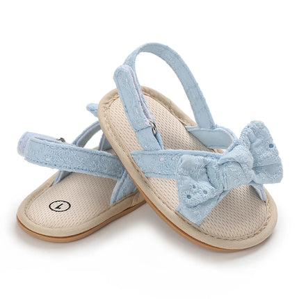 0-18 months cute baby shoes summer small fresh blue bow princess shoes sandals soft and comfortable soles slip walking shoes