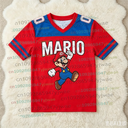 2026 Men Women Bros Yoshi Peach TShirt Summer Breathable Boy Girl V-neck Tee Oversize Short Sleeve Football Jersey For Fans Gift