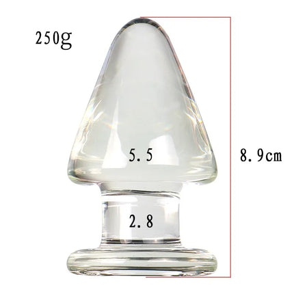 VaHppy Glass Anal Plugs Large 5.5cm Transparent/Golden SM BDSM Adult Sex Toys Unisex Lesbian Gay Anal Masturbator Stimulation