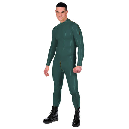 Wet Look Faux Leather PVC Catsuit Long Sleeve Side Zip Unitard Custom Handmade Bodysuit Men and Women Unisex Latex Suit No Hood