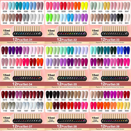 Rainbow Ghini 12pcs/set Gel Nail Polish HEMA TPO FREE Vernis Nail Gel Polish Autumn/Winter Style Supplies ins Style Nail Polish
