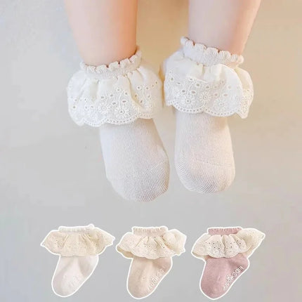 2Pairs/lot Baby Socks For Girls Spring Autumn Lace Princess Floor Newborn Socks Cotton Toddlers Infant Short Sock Anti Slip 0-3Y