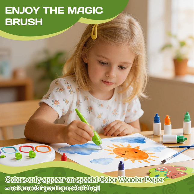Children's Colorful Drawing Set with Stamps, Painting, Non-staining Hands, 6-color Pens | 20 Pattern Papers | Dust-free Art Toy
