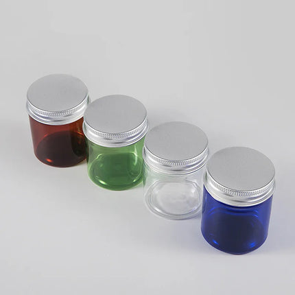 10/30/50pcs 50ml 80ml Travel Cosmetic Empty Bottle Clear/Brown/Blue Jar Pot Aluminum Cover Cream Eyeshadow Makeup Container Box