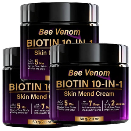 Bee Venom Biotin 10-in-1 Skin Mend Face Cream - 5Min Revitalize, 7Day Anti-Wrinkle, Firming & Moisturizing for Glowing Skin