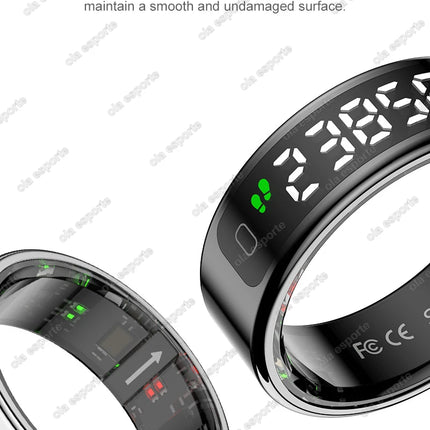New Smart Ring Touch Screen Health Manager Heart Rate/Blood Oxygen Monitor Wireless Charging IP68 5ATM Waterproof for Universal