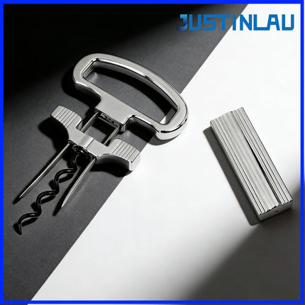 JUSTINLAU 2-in-1 Wine Bottle Opener Stainless Steel Open The Wine Cork Household Wine Stopper Clamp Steel Needle Bottle Opener