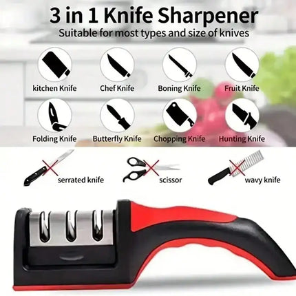 2 Pack 3 Stage Knife Sharpener Multi Function Quick Sharpening Tool With Non-Slip Base Portable Small Kitchen Gadget Household Chef Knife Accessories