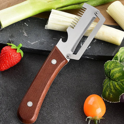 Multifunctional Peeler & Scallion Shredder, Stainless Steel Peeler, Scallion Slicing Tool, Kitchen Fruit Vegetable Peeler, Melon