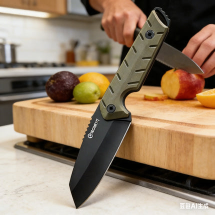 7CR13 Stainless Steel Kitchen Knife with G10 Handle & KYDEX Sheath, Sharp Chef Knife for Home Cooking & Professional Use