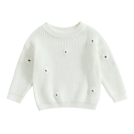 Baby Girl Sweater Long Sleeve Crew Neck Flower Winter Warm Knit Pullover Sweater Infant Clothes