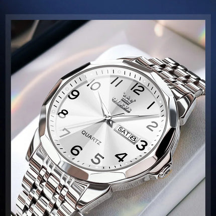OLEVS Original Waterproof Men's Watches Digital Mirror Quartz Watch for Man Luminous Stainless Steel Wristwatch Male Date Week