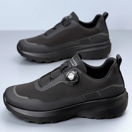 Men's Camping Running Sports Shoes with Lightweight Comfortable Versatile Studded Sole, Solid Color Mountaineering Sneakers