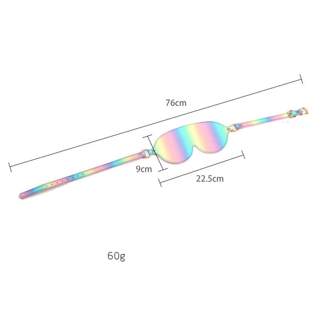 Bondage Sex Mask PU Leather Rainbow Blindfold BDSM Flirt Sex Toys For Woman Adult Couple Sexy Eye Mask Sleeping Masquerade Toys