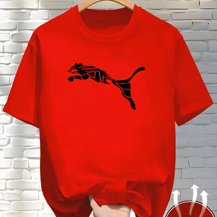 New Summer Luxury Men's Fashion Fox Leopard Print T-shirt Crewneck Casual Trend Y2K High-end High Quality Fitness Sports T-shirt
