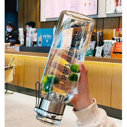 Large Capacity Glass Water Bottle Transparent Milk Juice Cup  for Tour Outdoor Sports and Travel Leak Glass Bottle