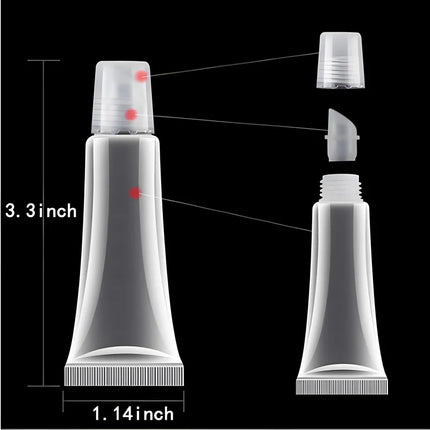 12-200pcs Empty 10ml Transparent Lip Gloss Squeeze Tube Mini Clear Cosmetic Soft Tubes Portable Travel Lip Gloss Containers