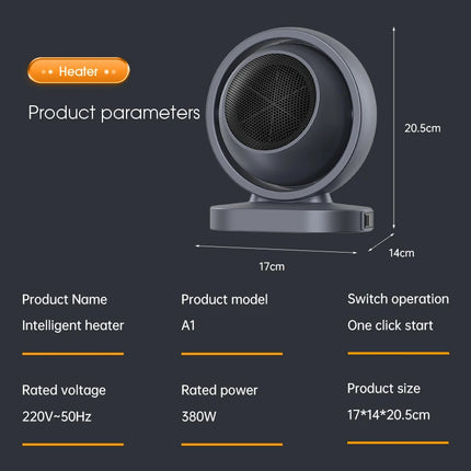 380W Electric Heater Portable Desktop Fan Stove Warm Air Blower Mini Radiator Home Office Room Warmer for Winter Low Consumption