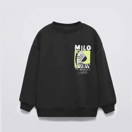Kids Fashion Casual Costume Round Neck Tops Outer Wear Boys Baby Lovely Simple Versatile Hoodies 2025 New Spring Autumn Clothes