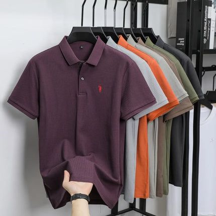 100% pure cotton men's breathable short-sleeved T-shirt, luxury brand embroidered loose casual summer fashion business Paul polo