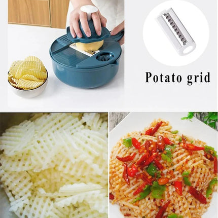 9 in 1 Vegetable Cutter Multi-Functional Potatoes Manually Cut Shred Slicer Grater Kitchenware Acceesories Tools